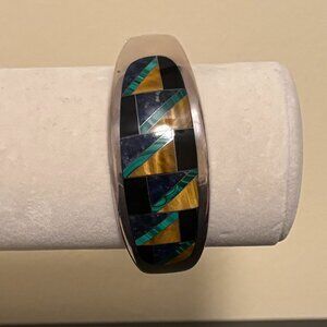 Vintage Mexican Sterling silver hinged bangle bracelet